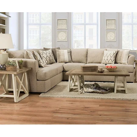 Contemporary L-Shape Sectional with Tall Flared Arms